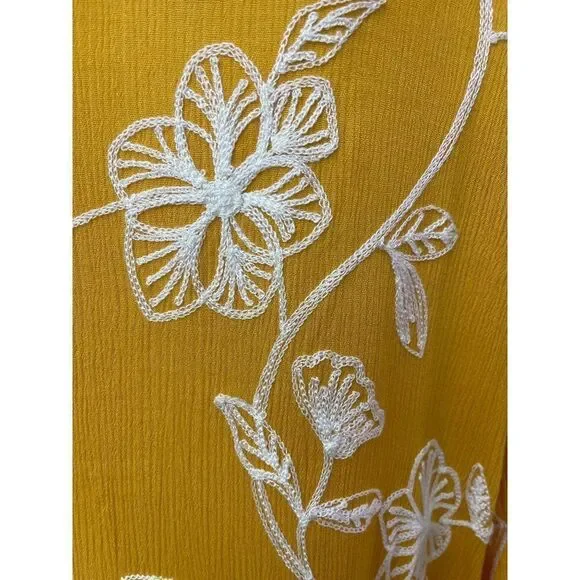 Sapphire Textured Embroidered Floral Long Sleeve Gauze Blouse Size 2X - Picture 7 of 9